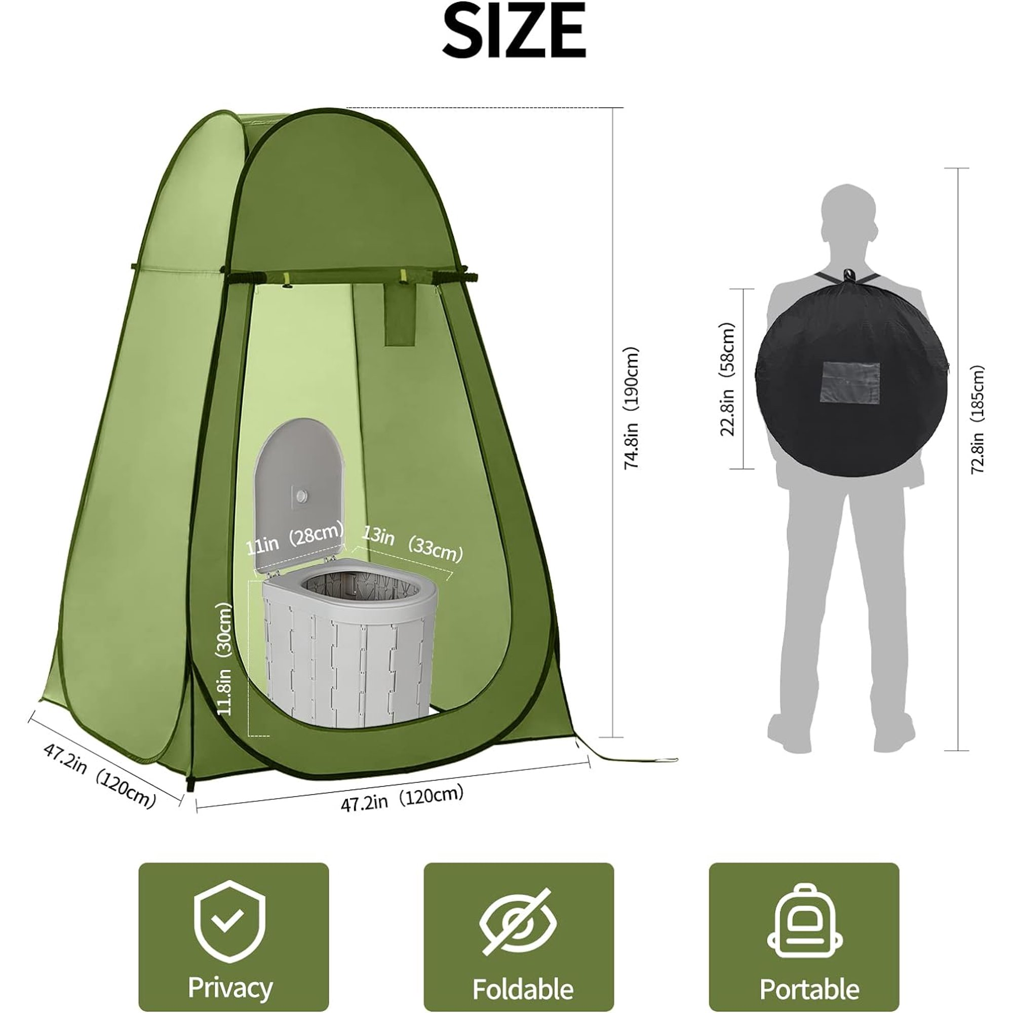 Portable Camping Toilets for Adult, Outdoor Toilet for Camping, Privacy Tent with Carry Bags, Portable Potty, Washable and Foldable for RV Travel