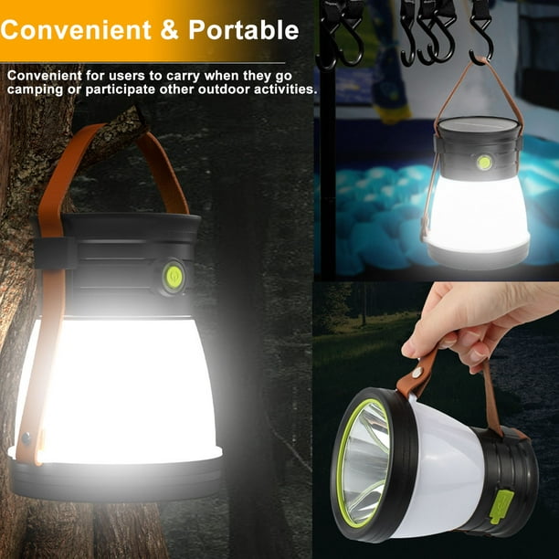 LED Lanterns, Camping Lantern Rechargeable, Hand Crank Solar Camping Lantern, Portable Ultra Bright LED Torch, for Hurricane, Emergency, Power Outages, Home and More, USB Cable Included