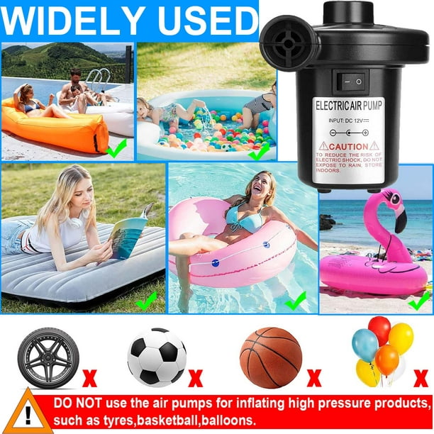 Electric Air Pump，Portable Quick-Fill Air Pump with 3 Nozzles, 110V AC/12V DC, Perfect Inflator/Deflator Pumps for Outdoor Camping, Inflatable Cushions, Air Mattress Beds, Boats, Swimming Ring