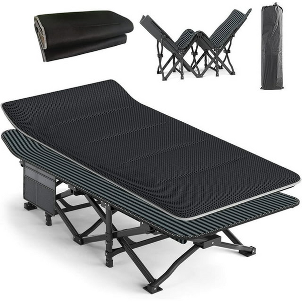 Folding Camping Cot for Adult 75" Portable Folding Bed Cot with Mattress