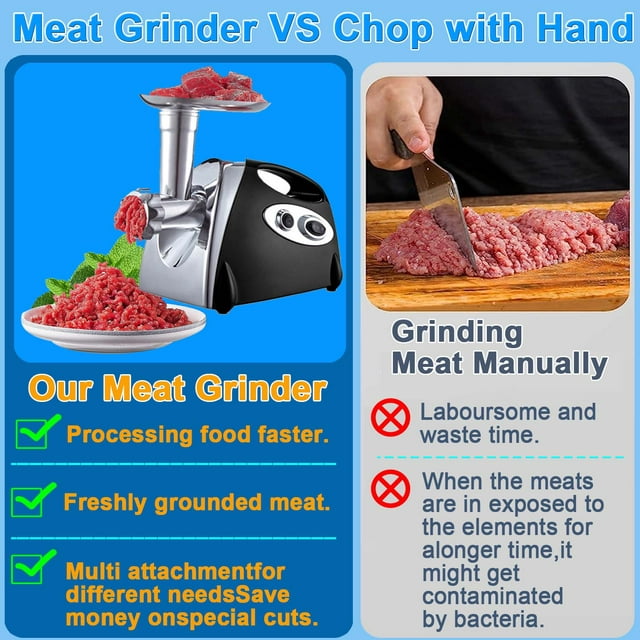 Electric Meat Grinder, Heavy Duty Meat Mincer, Stainless Steel Cutting 2 Blade and 3 Grinding Plates，Meat Grinder for Home Kitchen & Commercial Using