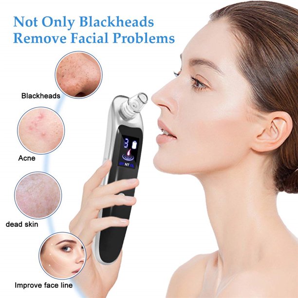 AKEDRE Blackhead Remover Pore Vacuum,Electric Facial Blackhead Suction Vacuum with USB Rechargeable Comedone Extractor with 6 Suction Probes & 4 Acne Removal Tool,Black