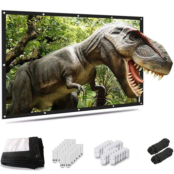 NIUTA Projection Screen, Portable Movie Screen 100 Inch Anti-Crease Screen Thickened 16:9 HD Double Sided Projection with Hooks Rope Projector Screen for Home Theater Outdoor Indoor