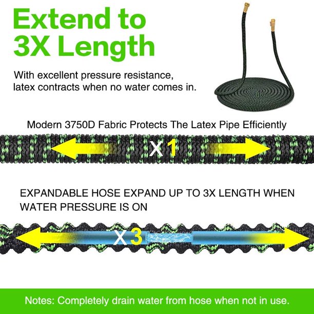 HKEEY 50ft Garden Hose Expandable: Expandable Water Hose with Durable 3-Layers Latex and 10 Function Nozzle, Durable Water Hose with Solid Fittings