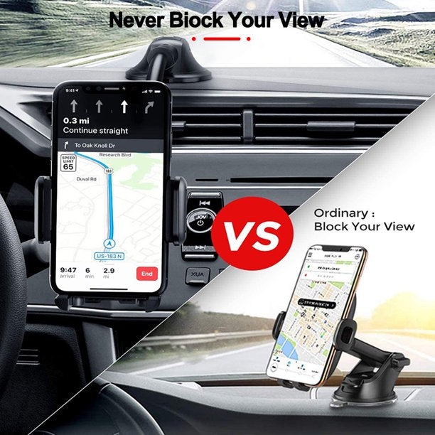 NIUTA Car Phone Mount, Phone Holder for Car, Long Arm Suction Car Phone Holder,Strong Sticky Gel Suction Cup and Anti-Shake Stabilizer Compatible with All Phone iPhone & Android Smartphone