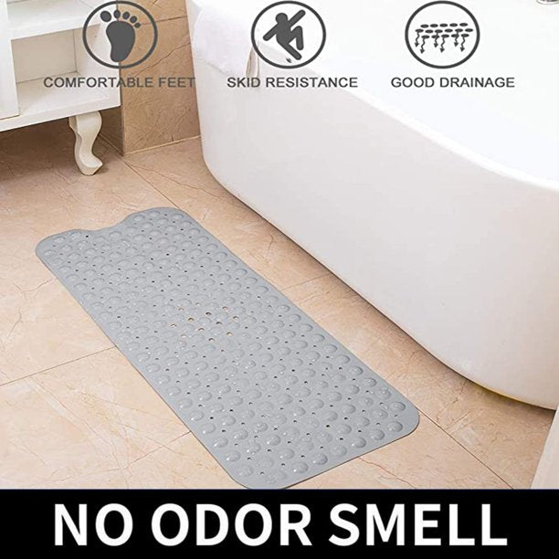 HKEEY Bath Tub Shower Mat,40" x 16" Extra Long Anti Slip Shower Mat with Drain Holes&200 Large Suction Cups to Keep Floor Clean,Soft on Feet Bath Tub Mat