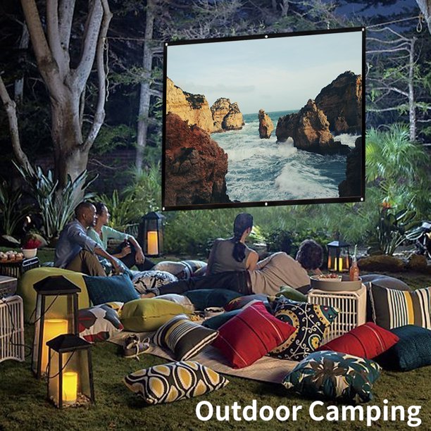 NIUTA Projection Screen, Portable Movie Screen 100 Inch Anti-Crease Screen Thickened 16:9 HD Double Sided Projection with Hooks Rope Projector Screen for Home Theater Outdoor Indoor