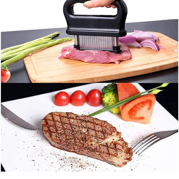 HKEEY Meat Tenderizer Tool with 48 Stainless Steel Ultra Sharp Needle Blades, Detachable Kitchen Cooking Tool Best For Tenderizing, BBQ, Marinade