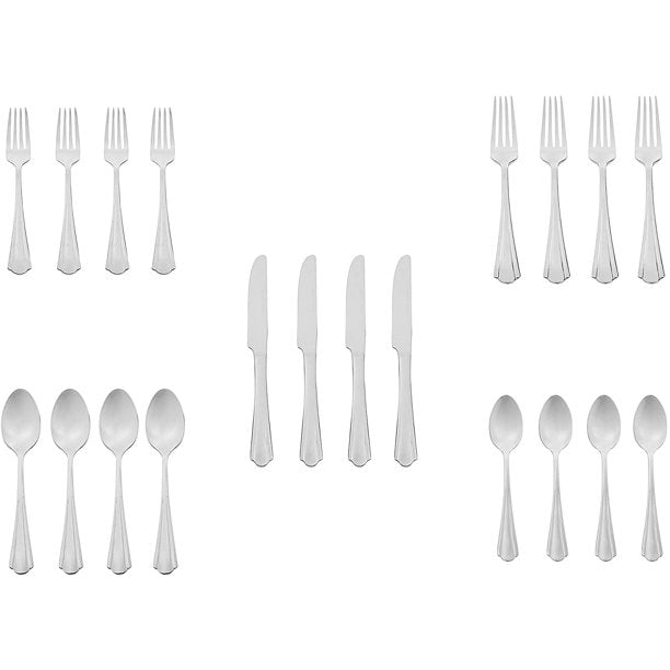 HKEEY 20-Piece Stainless Steel Flatware Set with Scalloped Edge, Service for 4