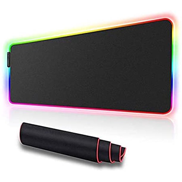 HKEEY Large RGB Gaming Mouse Pad, Oversized Glowing Led Extended Mouse pad, 14 Lighting Modes 2 Brightness Levels, Non-Slip Base, Water Resist Keyboard Mouse pads, Desk Mat for Gamer, 31.5 x 11.8 x 0.2 in