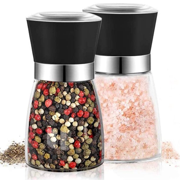 NIUTA Salt and Pepper Grinder Set of 2 - Adjustable Ceramic Sea Salt Grinder & Pepper Grinder ，Salt and Pepper Shakers Set - Pepper Mill & Salt Mill