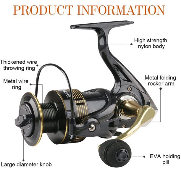 HKEEY Fishing Reel ,Spinning reel with hardened metal main shaft,Light Weight Ultra Smooth Powerful and High-Speed Gear Ratio