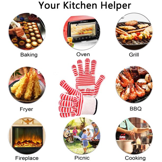 Musment Professional Long Wrist Protect Oven Gloves, Heat Resistant Grill Gloves, Non-Slip Cooking Gloves, Cooking Barbecue Gloves Kitchen Mitts,Cooking Barbecue Gloves Kitchen Mitts