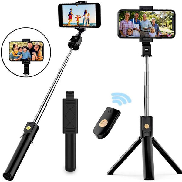 Musment 3 in 1 Extendable Selfie Stick Tripod with Detachable Bluetooth Wireless Remote Phone Holder Compatible with iPhone and Android Smartphone