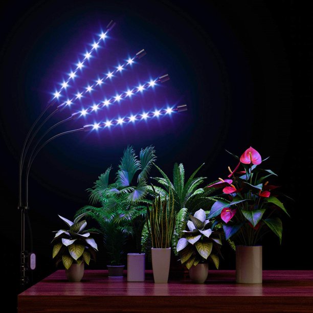 HKEEY LED Grow Lights for Indoor Plants，Plant Growing Lamps with Red Blue Spectrum and 3 Switch Modes, 10 Dimmable Brightness, 4/8/12H Timer, Tripod Stand & Gooseneck Adjustable