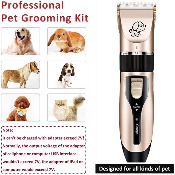 Musment Dog Shaver Clippers Low noise Rechargeable Cordless Electric Quiet Hair Clippers Set for Small/Large Cats Dogs -Gold