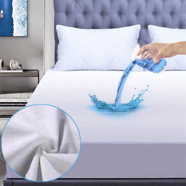 HKEEY Waterproof Mattress Protector,100% Waterproof Breathable Mattress Protect,Bug Proof&Hypoallergenic Fitted Mattress Pad Cover, Vinyl-Free Deep Pocket Mattresses Cover, for Baby/Sensitive People (Queen)