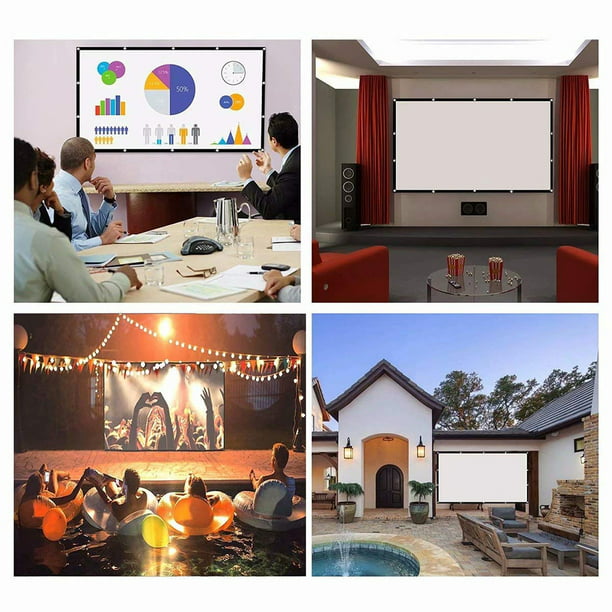 NIUTA Projection Screen, Portable Movie Screen 100 Inch Anti-Crease Screen Thickened 16:9 HD Double Sided Projection with Hooks Rope Projector Screen for Home Theater Outdoor Indoor