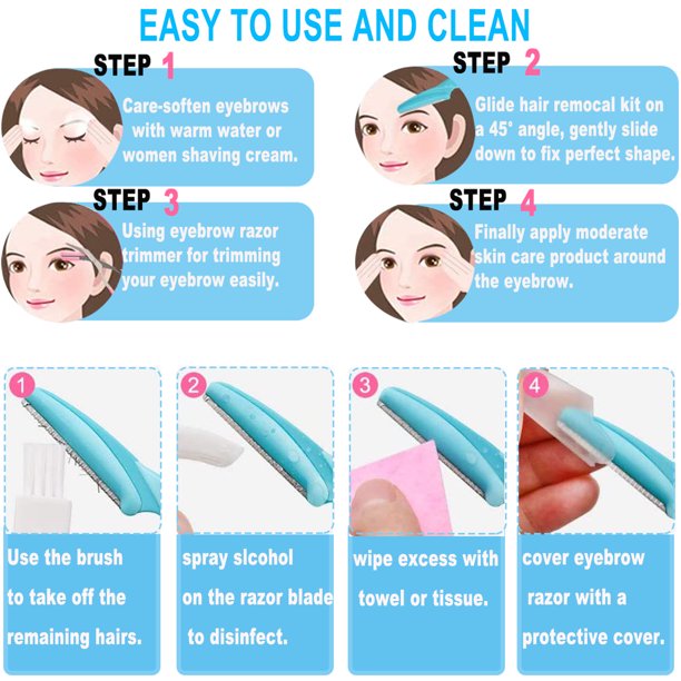 HKEEY 6 Pcs Eyebrow Razor, Eyebrow Trimmer with Precision Cover, Disposable Facial Hair Removers Trimmer, Multipurpose Exfoliating Dermaplaning Tool, Eyebrow Razor Trimmer Removers