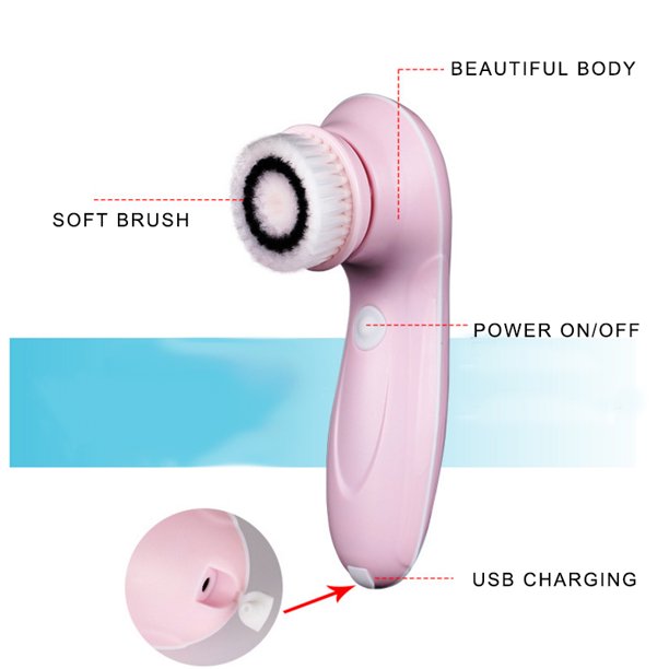 Musment Facial Cleansing Brush - Latest Advanced Cleansing Technology & 3 Brush Heads - USB Rechargeable Electric Rotating Face - IPX6 Waterproof - Advanced Spa System for Exfoliating Deep Cleanse, Pink