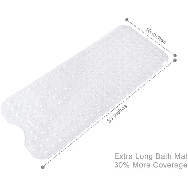 Musment Clear PVC Non-Slip Bath Mats, 16.4 in x 2.8 in