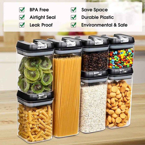 Musment Suproot Kitchen Variety Set of 5 Pantry Organization Canisters with Lids, Marker and Labels Included