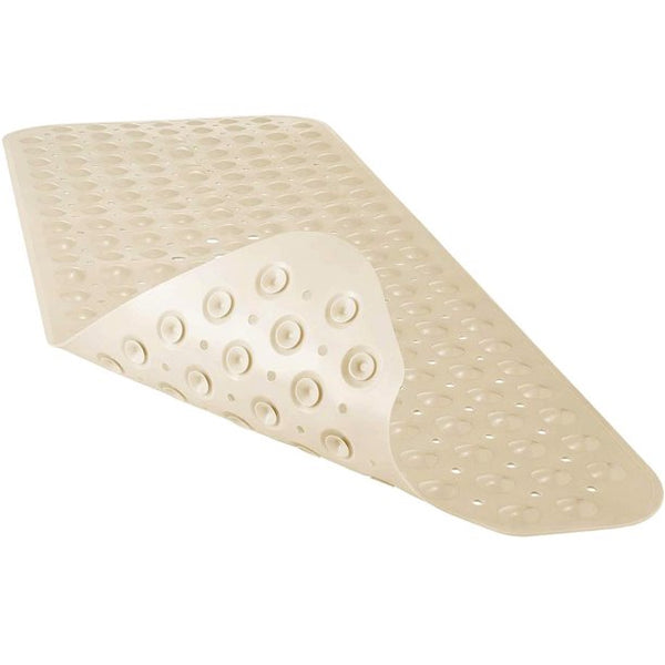 Pinshey Bath Tub Mat, Bathroom Shower Mats,Non-Slip Bathtub Mats with Suction Cups and Drain Holes Machine Washable,39.4x15.8 inches Beige