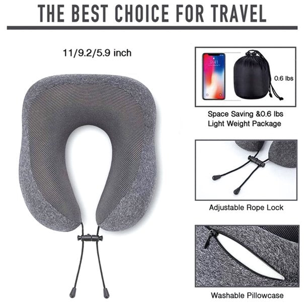 HKEEY Travel Pillow, Memory Foam Neck Pillow, Upgrade Design Perfect Support U Shaped Pillow with 3D Contoured Eye Mask, Earplugs, Travel Bag