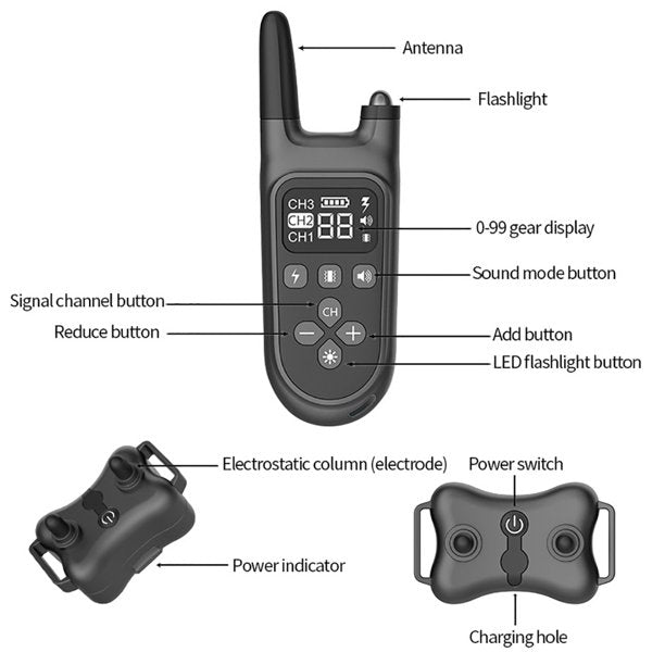 Musment Dog Training Collar,dog shock collar,dog shock collar with remote for large dogs,Rechargeable, 3 Training Modes, Beep Vibration and Shock, Electric Dog Collar for Small Medium Large Dogs