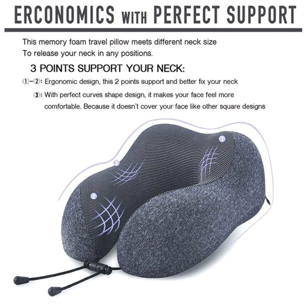 HKEEY Travel Pillow, Memory Foam Neck Pillow, Upgrade Design Perfect Support U Shaped Pillow with 3D Contoured Eye Mask, Earplugs, Travel Bag