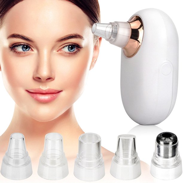 AKEDRE Blackhead Remover Pore Vacuum, Electric Facial Suction Vacuum with USB Rechargeable Comedone Extractor, 5 Probes, White