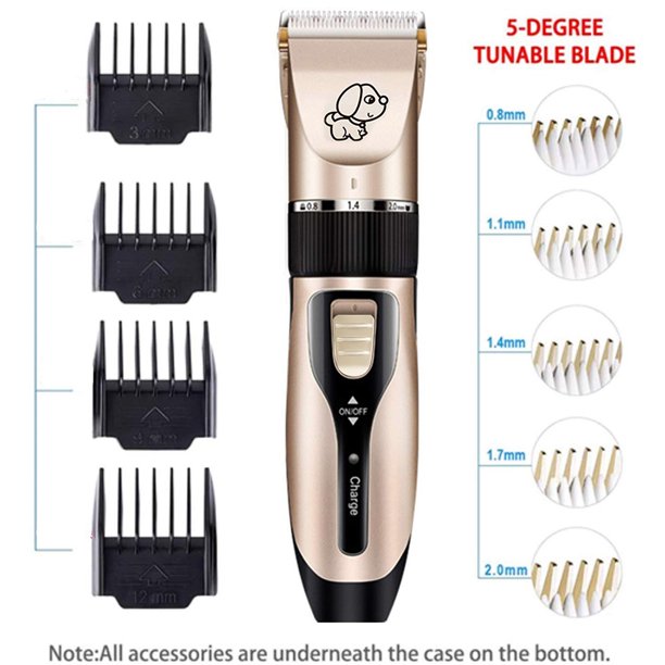 Musment Dog Shaver Clippers Low noise Rechargeable Cordless Electric Quiet Hair Clippers Set for Small/Large Cats Dogs -Gold