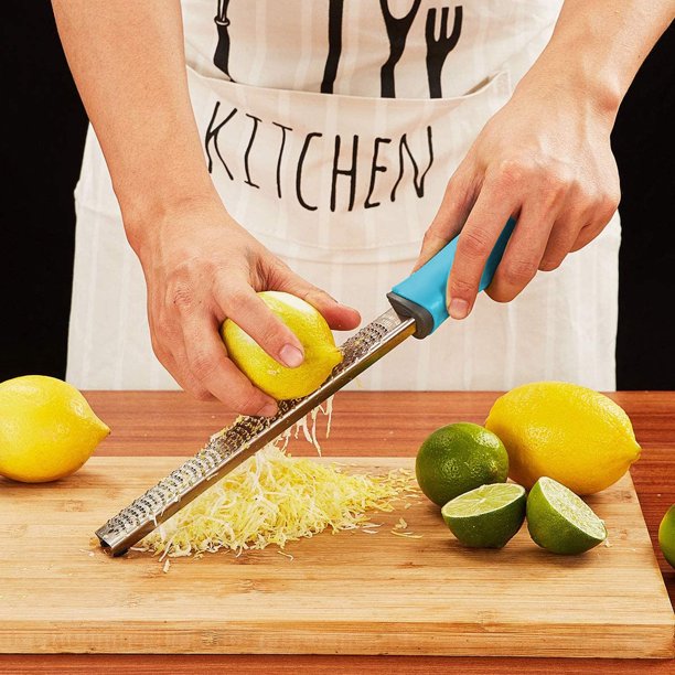 Citrus Lemon Zester & Cheese Grater - Parmesan Cheese, Lemon, Ginger, Garlic, Nutmeg, Chocolate, Vegetables, Fruits - Razor-Sharp Stainless Steel Blade with Protect Cover - Dishwasher Safe