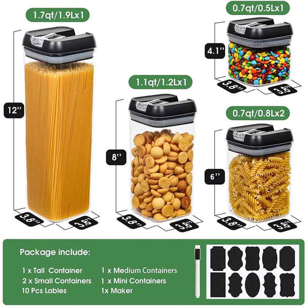 Musment Suproot Kitchen Variety Set of 5 Pantry Organization Canisters with Lids, Marker and Labels Included