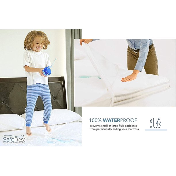 HKEEY Twin Mattress Protector Waterproof Twin Size Mattress Cover Washable Noiseless Premium Soft Cotton Terry Vinyl-Free Matressprotector Twin for Pets Kids Adults 38" x 75"