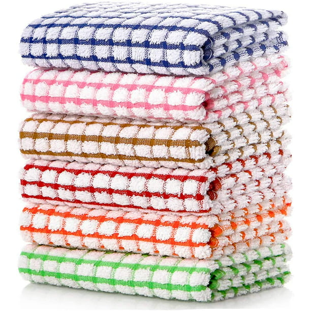 Musment Kitchen Dish Towels, 16 Inch x 25 Inch Bulk Cotton Kitchen Towels and Dishcloths Set, 6 Pack Dish Cloths for Washing Dishes Dish Rags for Drying Dishes Kitchen Wash Clothes and Dish Towels