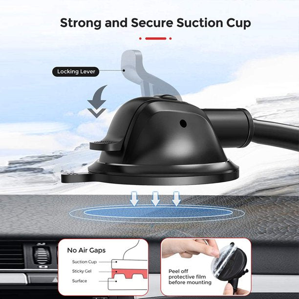 NIUTA Car Phone Mount, Phone Holder for Car, Long Arm Suction Car Phone Holder,Strong Sticky Gel Suction Cup and Anti-Shake Stabilizer Compatible with All Phone iPhone & Android Smartphone