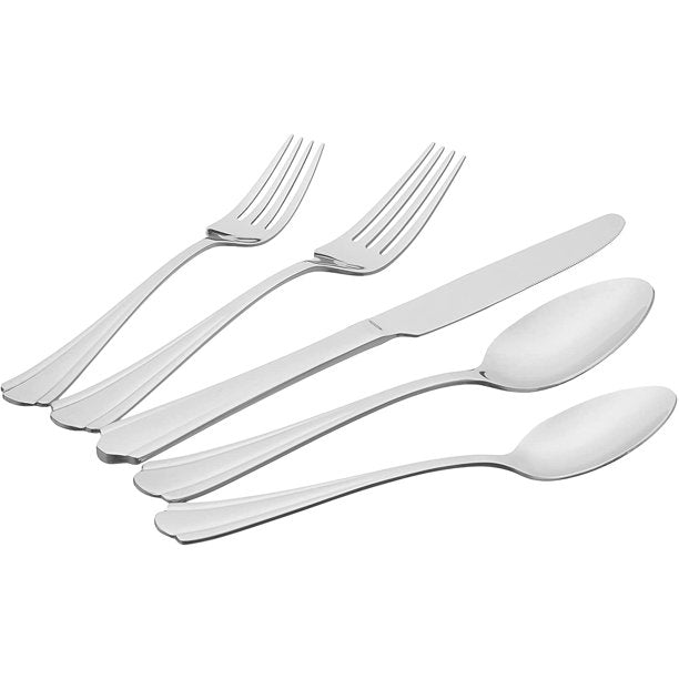 HKEEY 20-Piece Stainless Steel Flatware Set with Scalloped Edge, Service for 4