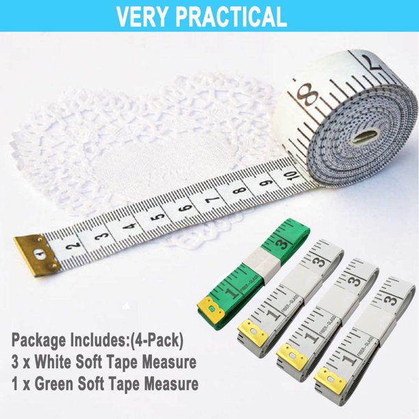 HKEEY Tape Measure, 4Pack Soft Tape Measure,60"/150cm Double-Scale Soft Tape Measuring Body Weight Loss Medical Body Measurement Sewing Tailor Cloth Ruler Dressmaker Flexible Ruler Tape Measure