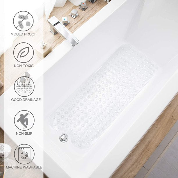 Musment Clear PVC Non-Slip Bath Mats, 16.4 in x 2.8 in