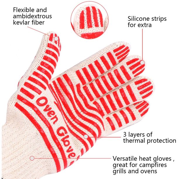 Musment Professional Long Wrist Protect Oven Gloves, Heat Resistant Grill Gloves, Non-Slip Cooking Gloves, Cooking Barbecue Gloves Kitchen Mitts,Cooking Barbecue Gloves Kitchen Mitts