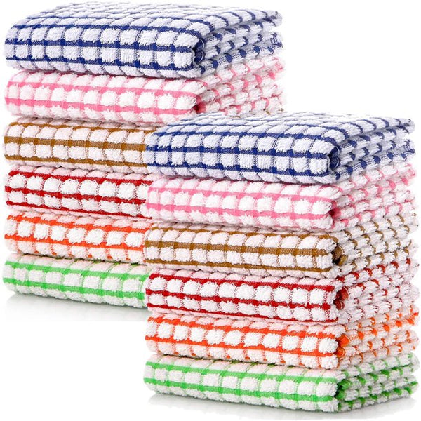 Musment Kitchen Dish Towels, 16 Inch x 25 Inch Bulk Cotton Kitchen Towels and Dishcloths Set, 12 Pack Dish Cloths for Washing Dishes Dish Rags for Drying Dishes Kitchen Wash Clothes and Dish Towels