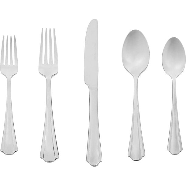 HKEEY 20-Piece Stainless Steel Flatware Set with Scalloped Edge, Service for 4