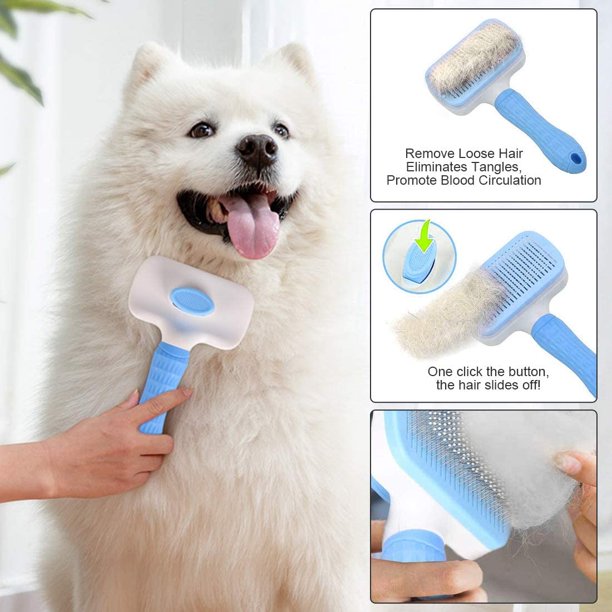 Musment Self Cleaning Slicker Brush, Dog & Cat Brush, Removes Loose Hair & Tangles