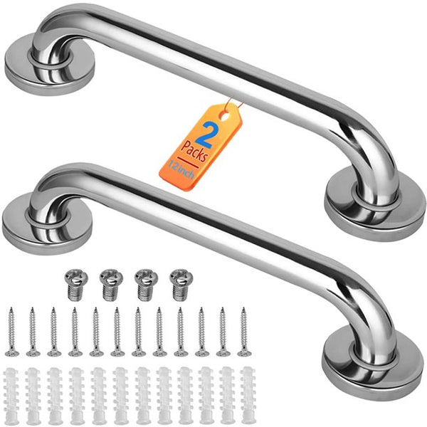 HKEEY Shower Grab Bar, 2 Pack Thickened Stainless Steel Bathroom Grab Bar, Shower and Bath Safety Handle, Shower Grab Bars Senior for Bathroom(12 Inch)