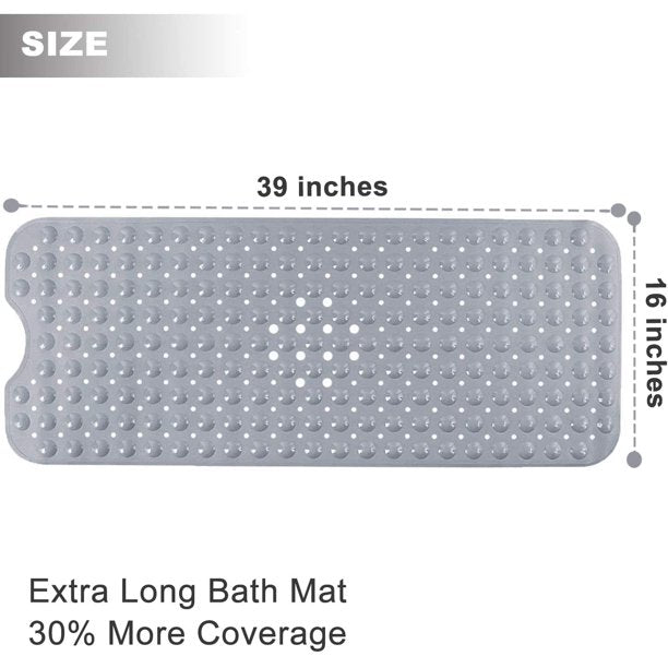 Musment Shower Mat , Bath Mat for Tub, 39.4 x 15.8 Inch Bath Mats for Bathroom & Bathtub Mat Non Slip, Superior Grip&Drainage