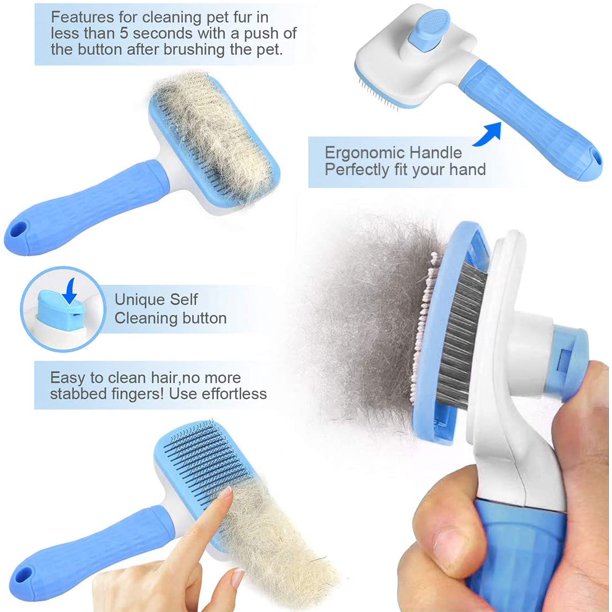 Musment Self Cleaning Slicker Brush, Dog & Cat Brush, Removes Loose Hair & Tangles