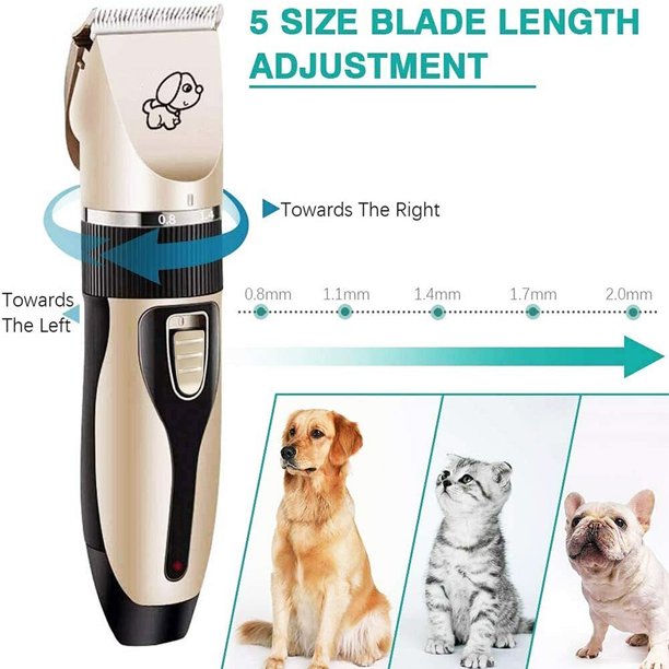 Musment Dog Shaver Clippers Low noise Rechargeable Cordless Electric Quiet Hair Clippers Set for Small/Large Cats Dogs -Gold