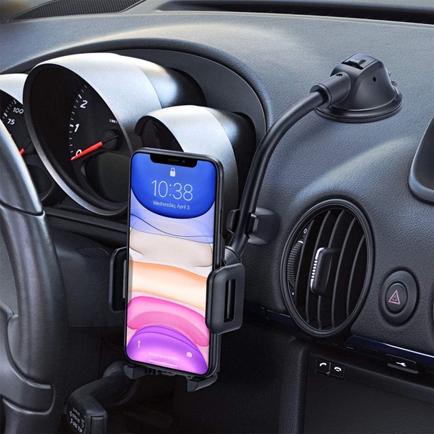 NIUTA Car Phone Mount, Phone Holder for Car, Long Arm Suction Car Phone Holder,Strong Sticky Gel Suction Cup and Anti-Shake Stabilizer Compatible with All Phone iPhone & Android Smartphone