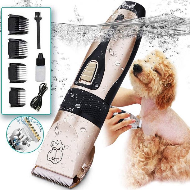 Musment Dog Shaver Clippers Low noise Rechargeable Cordless Electric Quiet Hair Clippers Set for Small/Large Cats Dogs -Gold